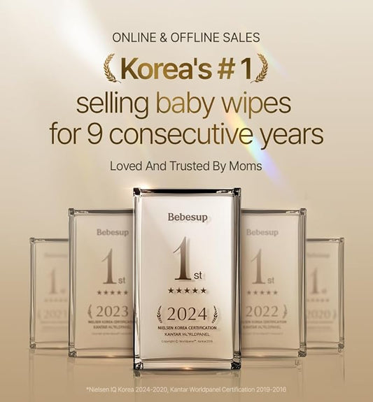 BEBESUP- Korea’s #1 Zero Harsh Chemicals Baby Wipes- Water Based Hypoallergenic Unscented Extra-Thick Organic baby wipes for sensitive skin Zero skin irritants Flip-Top (1 Pack)