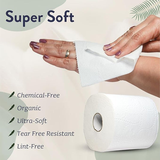 Bamboo Toilet Paper - Organic Ultra Soft 3 Ply - Chemical & PFAS Free, Non-Toxic - 350 Sheets, 12 Pack - Septic Safe, Sustainable - Plant Trees Initiatives with Each Purchase