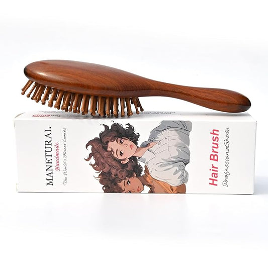 Natural wood Hair Brush for Smooth & Shiny Hair – Detangling, Scalp Care & Frizz Control for All Hair Types,Natural Hair Care for Men, Women & Kids,hair detangle (Wood Hair Brush)