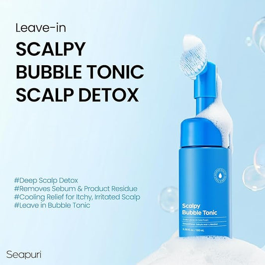 Leave-In Exfoliating Scalp Treatment - Detox Bubble Tonic for Dry & Itchy Scalp, Removes Flakes, Sebum & Buildup, Salicylic Acid & Menthol, Korean Hair Care