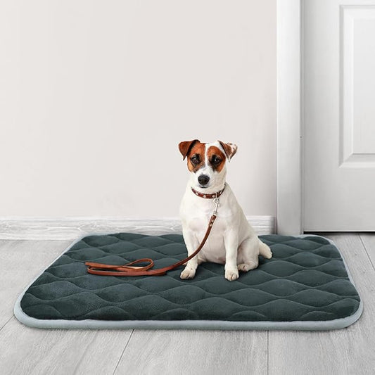 furrybaby Dog Bed Mat Flat Crate Mat with Anti-Slip Bottom Machine Washable Pet Kennel Pad for Dog Sleeping (XL 48x30'', Grey Mat)