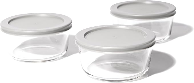 DURA LIVING 6-Piece Glass Food Storage Containers Set (3 Containers + 3 BPA-Free Lids) | 2-Cup, Leakproof | Microwave, Freezer, Oven & Dishwasher Safe | Ideal for Meal Prep & Pantry Organization