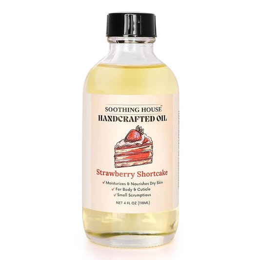 Strawberry Shortcake Body Oil: Moisturizing Body Oil for Soft, Glowing Skin with Almond & Jojoba Oil (4 fl oz)