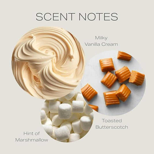 Vanilla Candle - 9.7 oz /275g Vanilla Scented Candle in Cream Frosted Glass Jar with Wooden Lid and Wooden Crackling Wick in a Luxurious Gift Box - Creamy, Smooth and Soothing