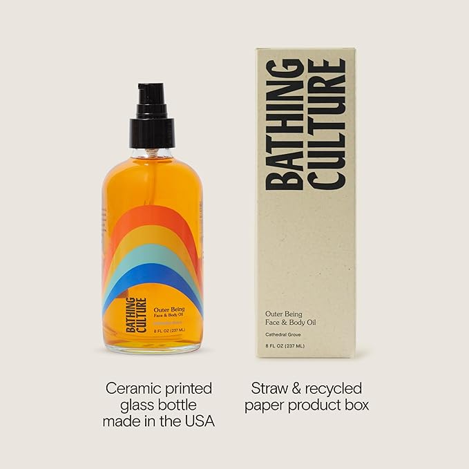 Bathing Culture, Organic Outer Being Body Oil, Organic Body Oil for Women and Men, After Shower Moisturizer, Natural, Biodegradable, Vegan Personal Care, Cathedral Grove Scent, 8 fl oz, 236 ml