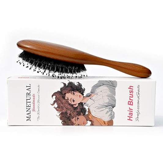 Boar Bristle Hair Brush for Smooth & Shiny Hair – Detangling, Scalp Care & Frizz Control for All Hair Types,Natural Hair Care for Men, Women & Kids,hair detangle(Boar Bristle)