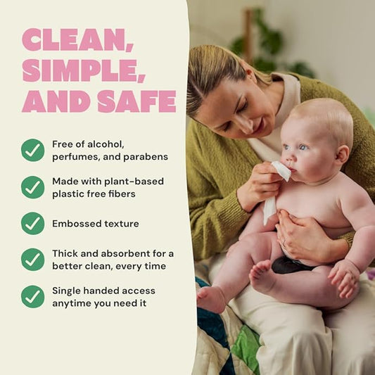 DYPER Baby Wipes Unscented (720 Count) - 99% Water-Based & Hypoallergenic Baby Wipes, Made with Plant-Based Materials, Gentle for Sensitive Skin, Fragrance & Plastic-Free Wet Wipes, 12 Pack