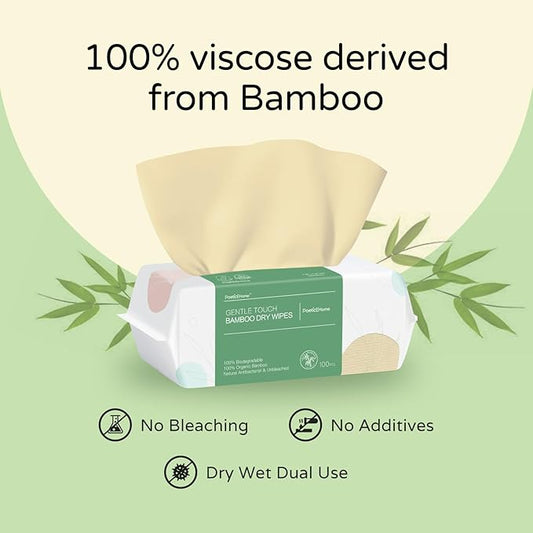 PoeticEHome Ultra-Soft Dry Baby Wipes 100pcs Facial Tissue Clean Towels for Sensitive Skin, Unscented & Unbleached Disposable Wash Cloths