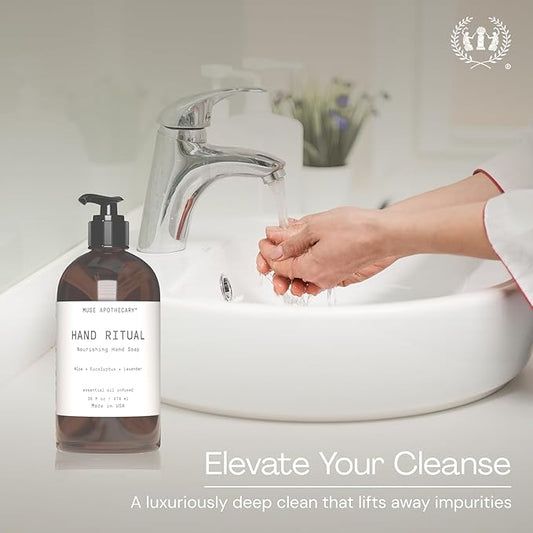 Muse Apothecary Hand Ritual - Aromatic and Nourishing Hand Soap, Infused with Natural Aromatherapy Essential Oils - USDA Certified Biobased - 16 oz, Coconut + Sandalwood, 3 Pack