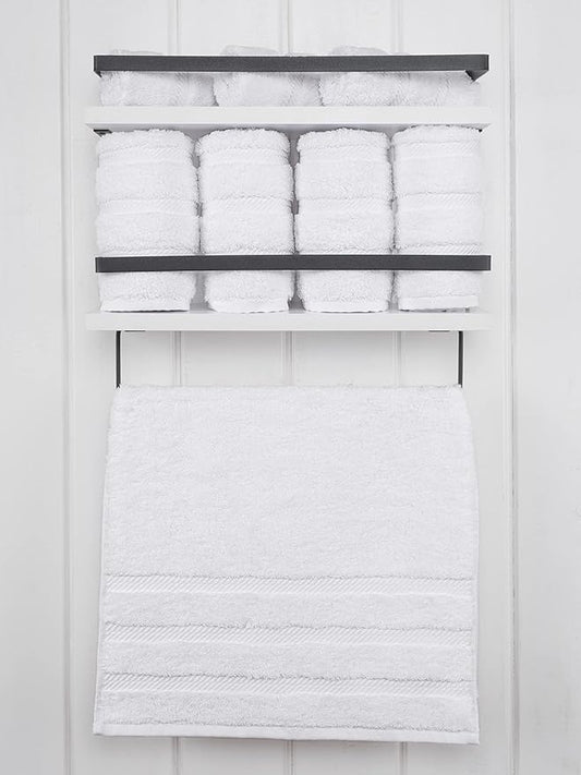 American Soft Linen Luxury Hand Towels for Bathroom, 100% Cotton Turkish 4 Piece Hand Towel Set, 600 GSM Hand Face Towels for Kitchen, White Hand Towels