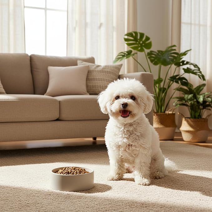 Ceramic Dog and Cat Bowl Modern Cute Weighted Food and Water Bowl Matte Glaze Pet Bowl for Replacement (Gray, 28.7 OZ)