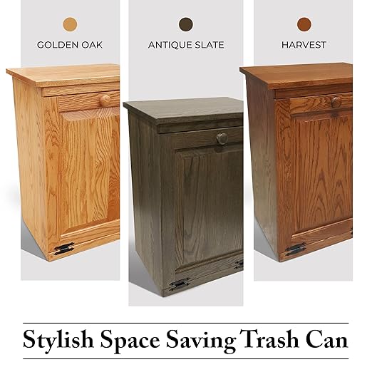 Peaceful Classics Tilt Out Trash Cabinet- Amish Handcrafted Wooden Pull Out Cabinet, Decorative Trash Bin Cabinet for Kitchen, Bedroom, & Home Patio, Tilt Out Laundry Hamper Cabinet, Harvest