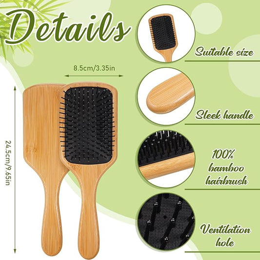 Tessco for you 12 Pcs Bamboo Hair Brushes for Women Bulk Wooden Paddle Brush Scalp Massage Bamboo Bristle Anti Static Engraving DIY Gift for Wedding Birthday Party(9.65'' X 3.35'',Black Bristles)