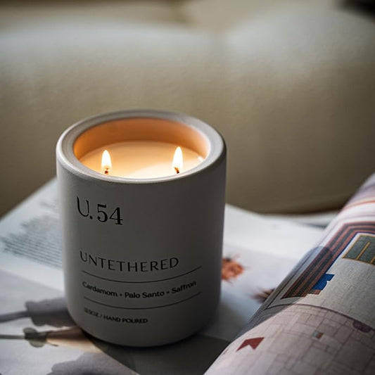 U.54 Luxury Scented Candle – Cardamom, Palo Santo & Amber | Hand-Poured in USA w/ 100% Natural Coconut & Apricot Wax | Double Wick, Long-Lasting Aromatherapy Candle for Home, Gift & Relaxing (12.5 oz)