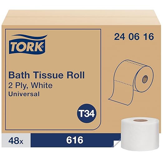 Tork Toilet Paper Roll White T34, Universal, 2-ply, 48 x 616 sheets, 240616