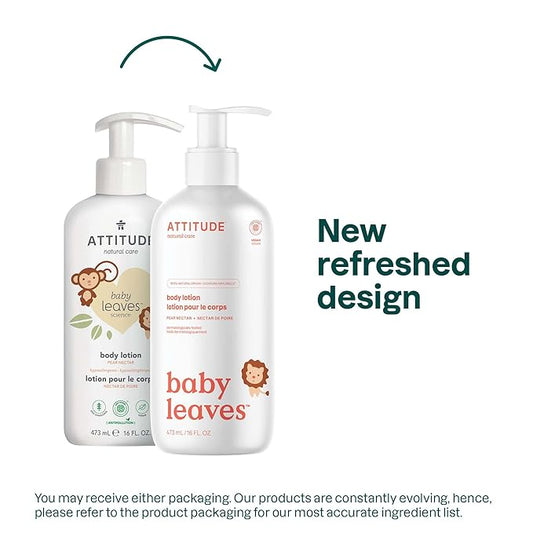 ATTITUDE Baby Lotion, EWG Verified Moisturizer, Dermatologically Tested Moisturizing Cream, Vegan and Cruelty-Free, Pear Nectar, 16 Fl Oz