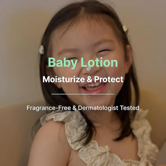 PURELU Baby Lotion For Newborn, Toddler Lotion, Vegan Body Lotion For Sensitive Skin, Baby Skin Care, Hypoallergenic Fragrance Free (10.14 Fl Oz / 300ml)