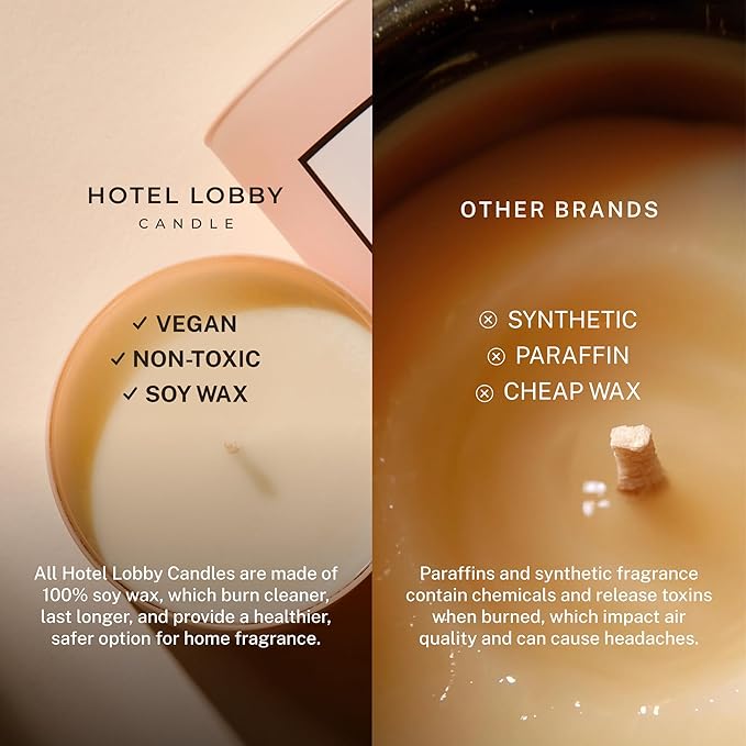 Hotel Lobby Positano Candle – Hand-Poured 9.75oz 100% Soy Wax with Bitter Orange, Cassis Buds, Wisteria, Sandalwood, and Warm Moss – Paraffin-Free, Infused with Essential Oils, 65-Hour Non-Toxic Burn