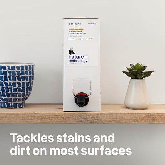 ATTITUDE All Purpose Cleaner Refill, EWG Verified, Plant-Based & Vegan, Multi-Surface Cleaning Spray, Citrus Zest Scent, 135.26 Fl Oz