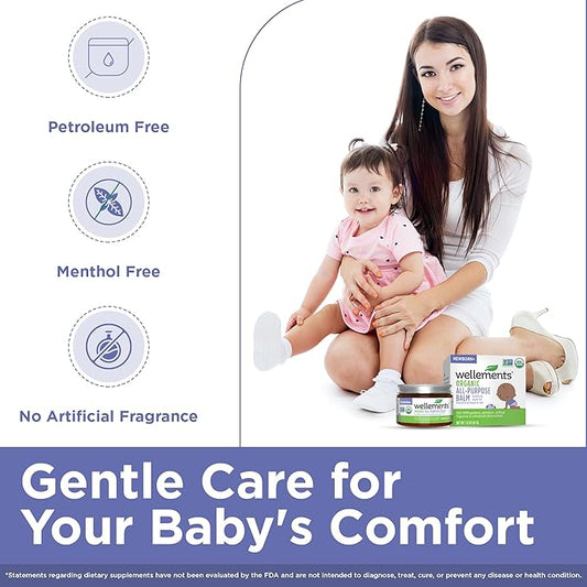 Wellements Organic All Purpose Balm for Babies and Kids (1.8 Fl Oz) | Gentle and Soothing All Over Baby Ointment* for Dry, Chafed and Sensitive Skin | Free from Petroleum, Parabens and Fragrances