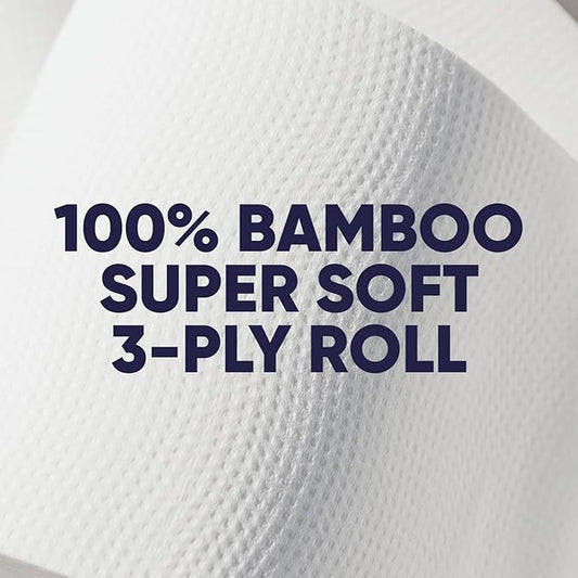 Save Trees Bamboo Toilet Paper - 12 Rolls Of Organic Toilet Paper, 3-ply, 300 Sheets Per Roll - PFAS Free, FSC Certified, Plastic Free, Vegan & Chemical Free Bamboo TP