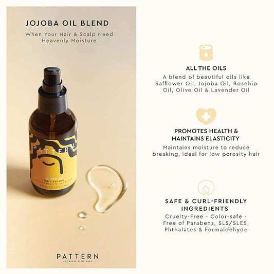 PATTERN Beauty by Tracee Ellis Ross Jojoba Hair Serum, 3.9 Fl Oz, Safflower, Jojoba, Rosehip, Olive & Lavender Oils, Lightweight Moisture Boost for Hair and Scalp