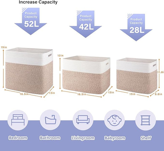 OIAHOMY Storage baskets for Shelf, Toy Storage Basket, Collapsible Storage Bins, Blanket Basket Living Room, Closet Storage for Bedroom, 15 x 9.8 x 11.8 Inches-Pack of 2-Brown, FSB-H-P-02