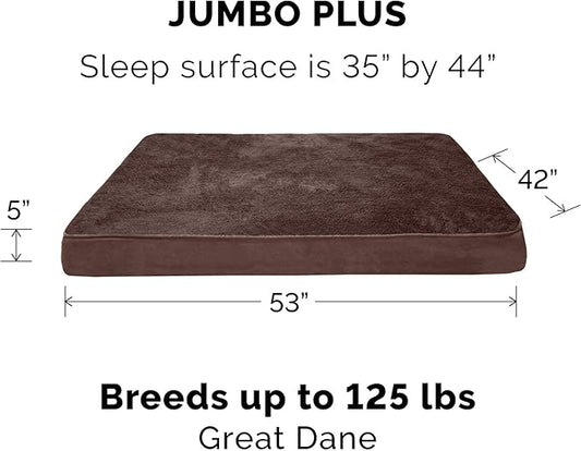 Furhaven Orthopedic Dog Bed for Large Dogs w/ Removable Bolsters & Washable Cover, For Dogs Up to 125 lbs - Quilted Sofa - Toasted Brown, Jumbo Plus/XXL