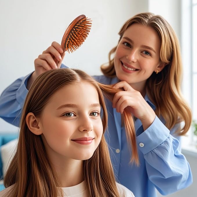 Natural Wooden Hair Brush, Sandalwood Air Cushion Combs for Scalp Massage Anti-static, No Hair Tangle Oval