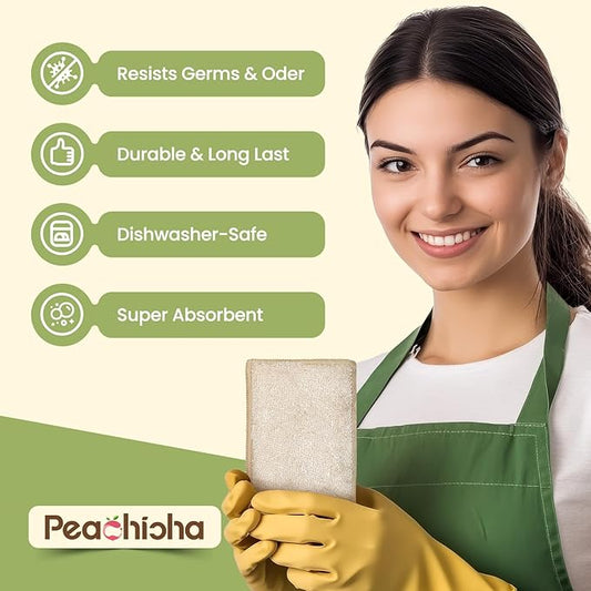 Bamboo Sponges for Dish Washing Reusable Dish Sponge Multi Use Kitchen Sponges Non-Scratch Reusable Cleaning Pads for Dishes, Pots and Pans, Pack of 5