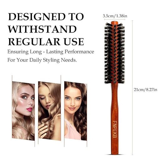 Wooden Hair Brush for Men and Women, Boar Bristle Hair Brush, Curly Paddle Hair Brushes for Thick Thin Fine Hair Wet and Dry Detangling Brush with Black Boar Bristles