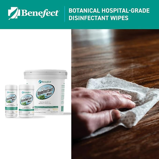Benefect Botanical Disinfectant Wipes – 750 Sanitizing Wipes. 3 Pack of 250 Wipes Per Unit - High Traffic - Gym Wipes, Schools and Food Safe Cleaning (250, 3)