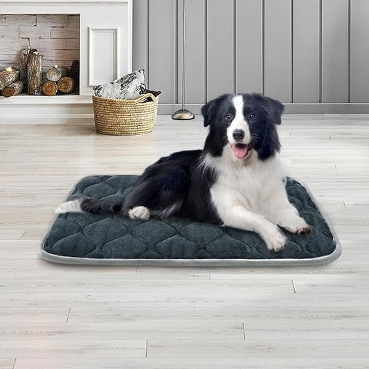 furrybaby Dog Bed Mat Flat Crate Mat with Anti-Slip Bottom Machine Washable Pet Kennel Pad for Dog Sleeping (L 42x28'', Grey Mat)