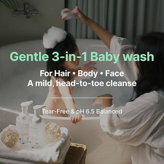 PURELU 3-in-1 Tear-Free Baby Shampoo Body Wash Face Cleanser, Baby Soap for Sensitive Skin, Vegan Body Wash, Hypoallergenic Fragrance Free (12.5 Fl Oz / 370ml)