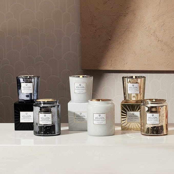 Voluspa Bourbon Vanille, Large Candle Jar, 18 Ounces, 100 Hour Burn Time, Coconut Wax for Clean Burning, Handcrafted in The USA