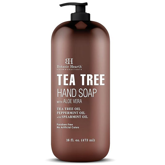 Botanic Hearth Tea Tree Liquid Hand Soap | Sulfate Free Formula | Multi Purpose Hand Wash With Aloe Vera And Premium Grade Tea Tree Oil, Pump Dispenser | 16 Fl Oz