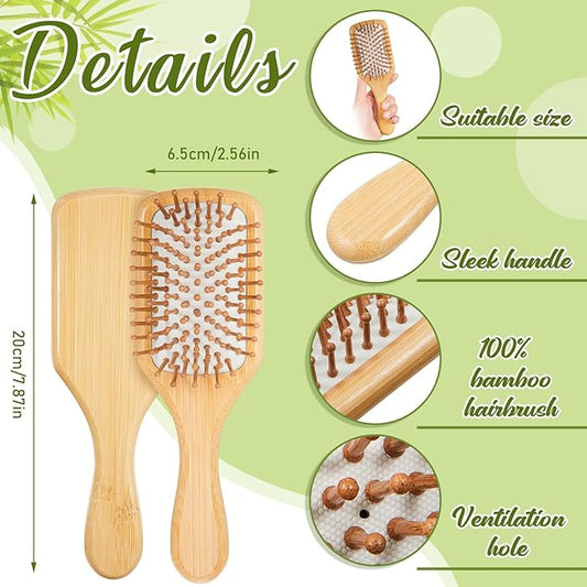 Tessco for you 12 Pcs Bamboo Hair Brushes for Women Bulk Wooden Paddle Brush Scalp Massage Bamboo Bristle Anti Static Engraving DIY Gift for Wedding Birthday Party(7.87'' X 2.56'',White)