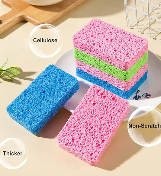 METUUTER 24-Count Cleaning Scrub Sponge- Compressed Cellulose Sponges Non-Scratch Natural Sponge for Kitchen Bathroom Cars, Funny Cut-Outs DIY for Kids