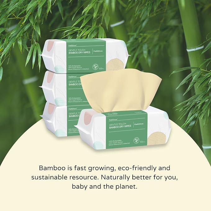 PoeticEHome Ultra-Soft Dry Baby Wipes 100pcs Facial Tissue Clean Towels for Sensitive Skin, Unscented & Unbleached Disposable Wash Cloths