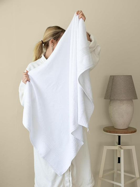 100% Turkish Cotton Towel Set of 6 - Soft, Plush & Super Absorbent - Premium Set with 2 Bath Towels, 2 Hand Towels, and 2 Washcloths - Made in Turkey (White, 6-Piece Towel Set)