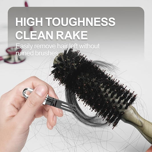 Hair Brush Comb Cleaning Tool Comb,2-in-1 Hair Brush Cleaner Tool, Portable Remover Rake for Removing Hair Dust, Home and Salon Use (White)