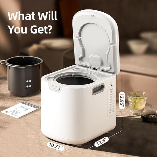 Compost Bin for Kitchen - 4L Countertop Composter with Auto-Cleaning | 2 Carbon Filters | Low Noise | Countertop Design, 5-Hour Fast Composting, for Indoor Home Use