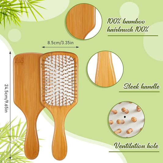 Tessco for you 24 Pcs Bamboo Hair Brushes for Women Bulk Wooden Paddle Brush Scalp Massage Bamboo Bristles Anti Static Men Engraving DIY Gift for Wedding Teacher(White)