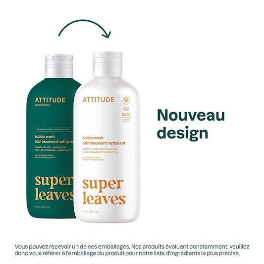 ATTITUDE Bubble Bath, EWG Verified, Plant and Mineral-Based, Dermatologically Tested, Vegan Body Care Products, Orange Blossom & Eucalyptus, 16 Fl Oz