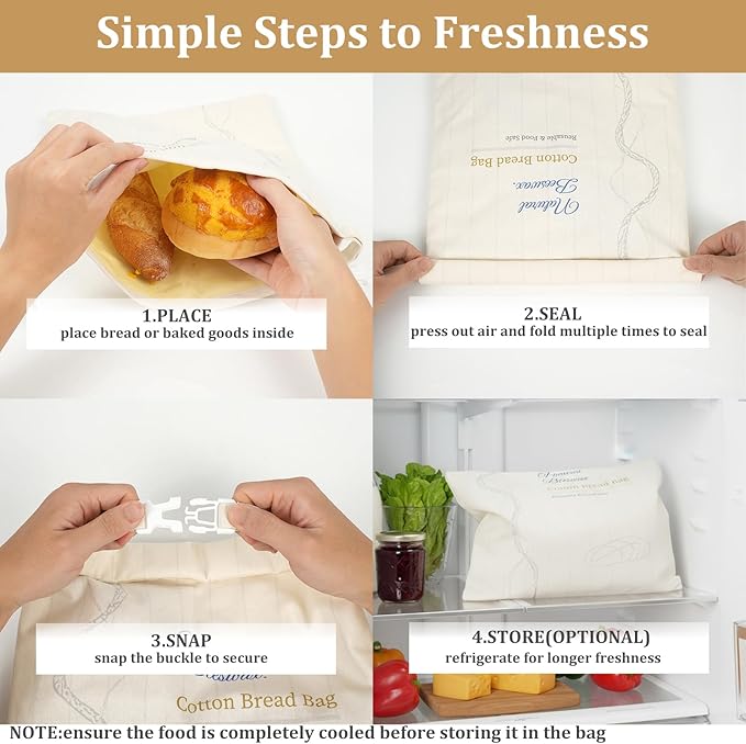 Reusable Beeswax Bread Bags for Sourdough and Homemade Bread, 2-Pack Extra Large Cotton Sourdough Bread Storage Bags