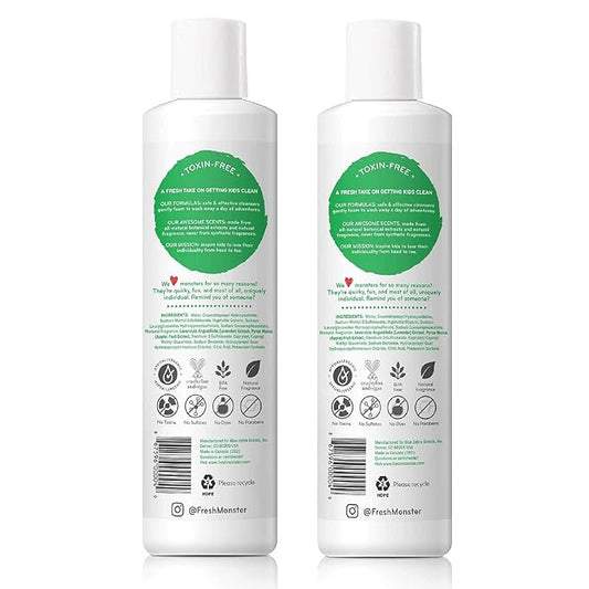 Fresh Monster 2-in-1 Natural Shampoo & Body Wash for Kids, Toxin-Free, Hypoallergenic, Ocean Splash (2 Pack, 8.5oz/each)
