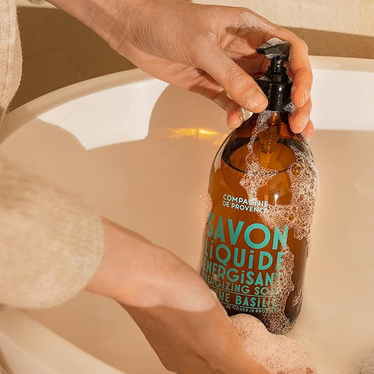 Compagnie de Provence Savon de Marseille Extra Pure Liquid Soap - Mint Basil - Bulk 67.6 Fl Oz Plastic Bottle Refill