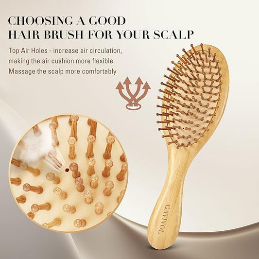 Bamboo Hair Brush for Hair Growth – Natural Bamboo Bristles Detangling & Scalp Massage – Ergonomic Wooden Handle – All Hair Types, Women, Men & Kids