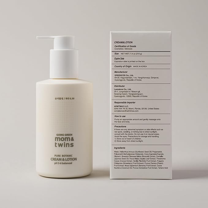 CREAM & LOTION – Organic Korean 2‑in‑1 Baby Face & Body Lotion, Gentle Deep Moisturizer with Vitamin C for Sensitive Skin, Soothing Hydration (7.1 fl oz / 210 g)