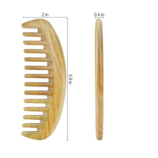 Onedor Handmade 100% Natural Green Sandalwood Hair Combs - Anti-Static Sandalwood Scent Natural Hair Detangler Wooden Comb (Oval Wide Tooth)